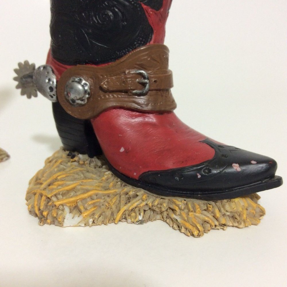 Western Cowboy Spur Boot Box Ceramic Figurines Knick Knacks Decor Set Of 2 - Picture 9 of 12